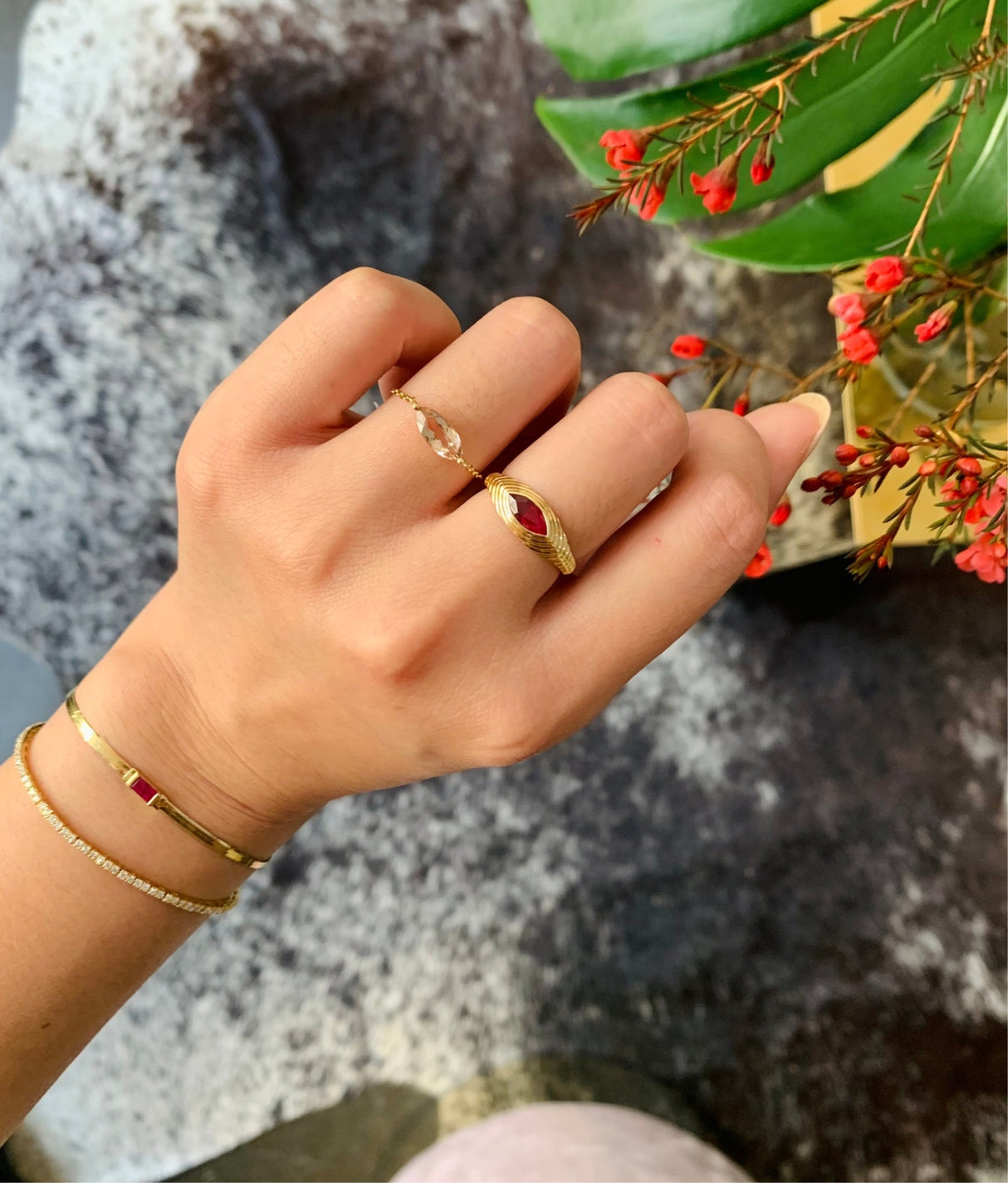 Ruby Pyramid Eye Ring