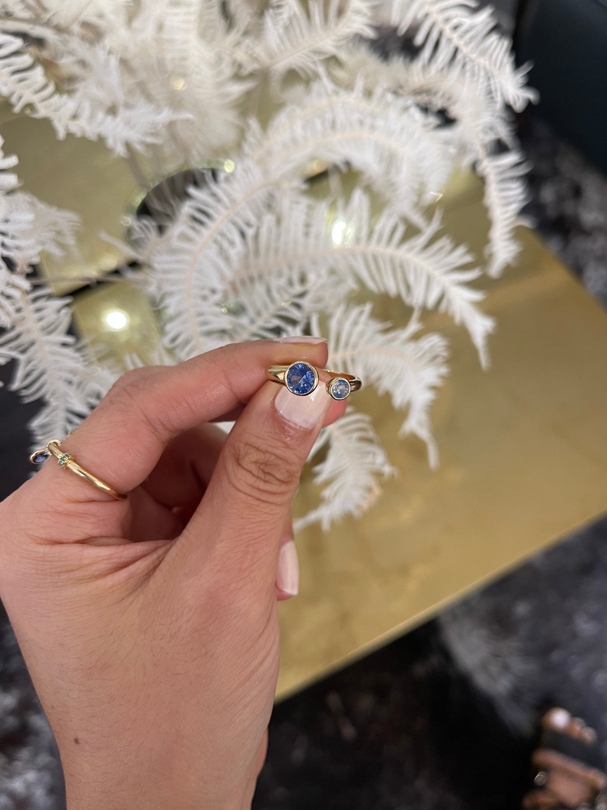 Purple & opal Sapphire Toi & Moi Ring