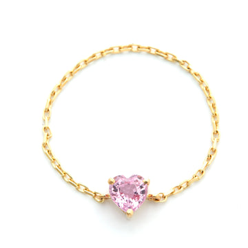 Pink Sapphire Heart Chain Ring