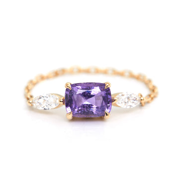 Ceylon Purple sapphire & diamond dream weaver chain ring