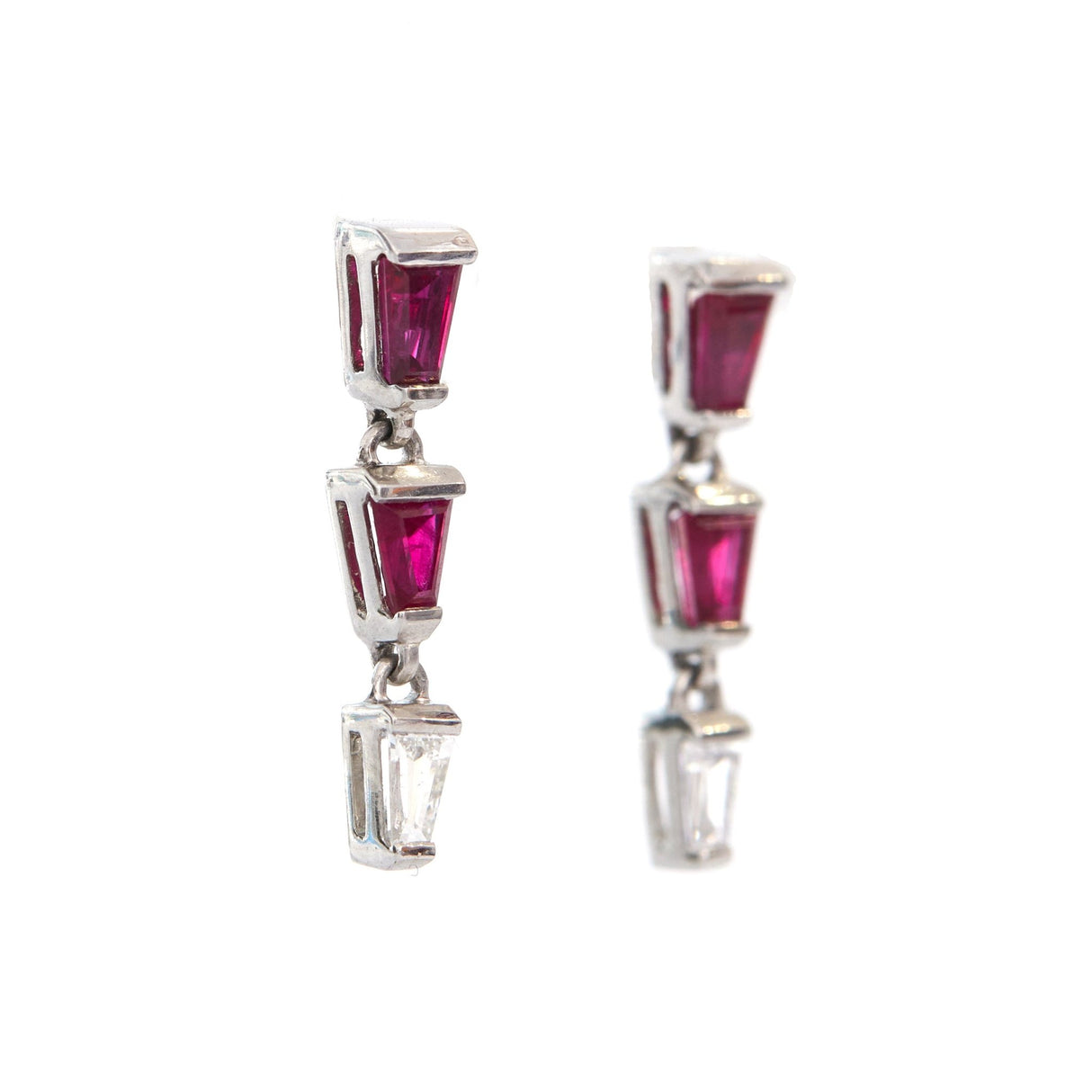 Ruby & Diamond Platinum Earrings