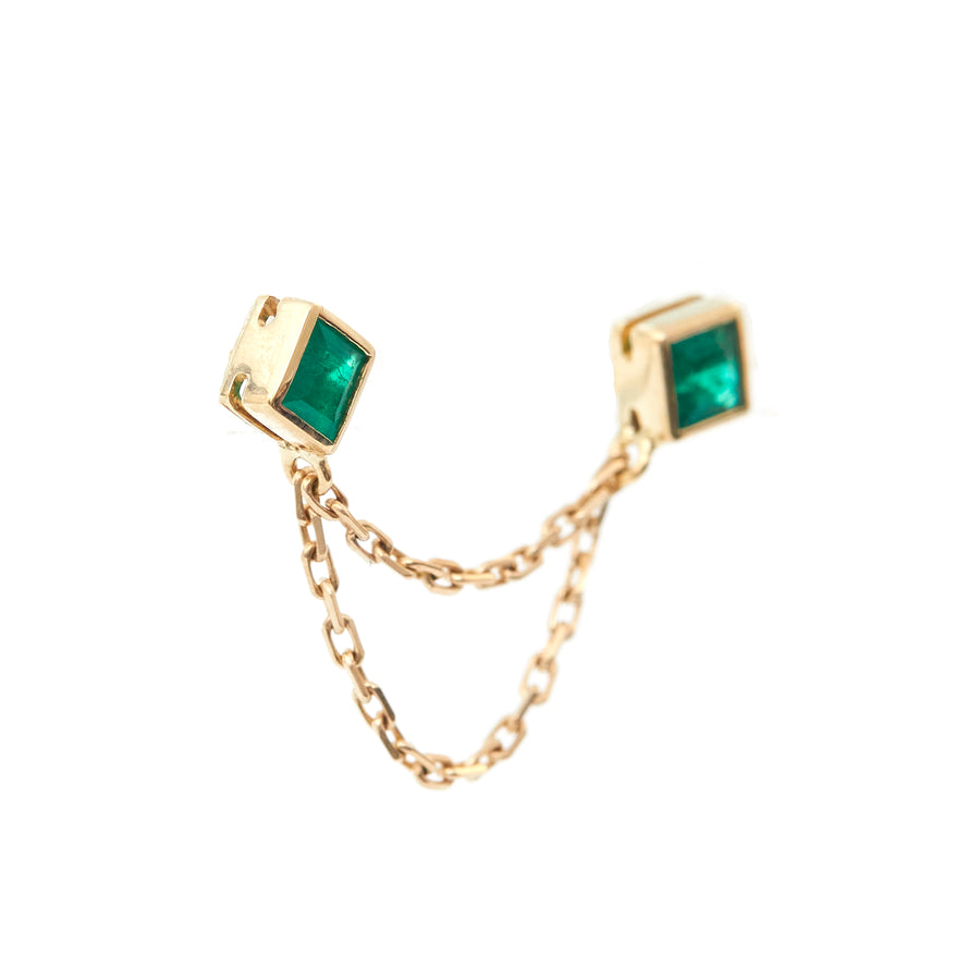 Emerald chain earring