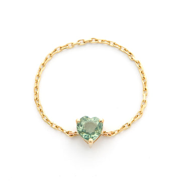 Green Sapphire Heart Chain Ring