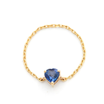 Blue Sapphire Heart Chain Ring