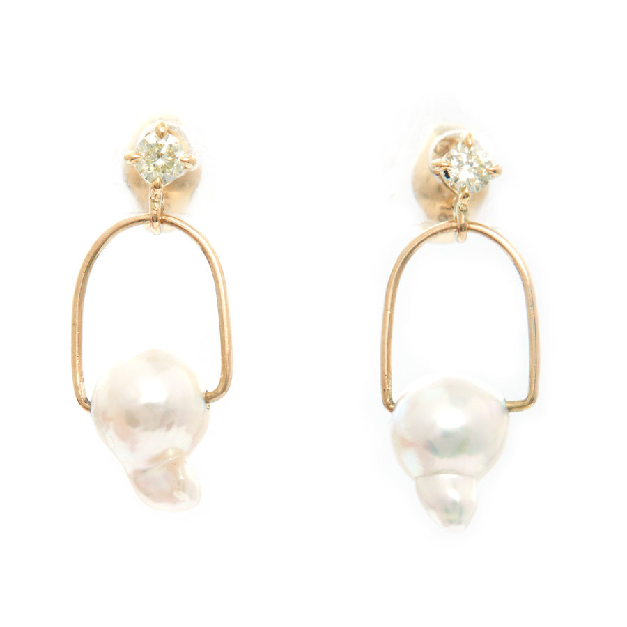 Pearl And Diamond spike Earrings