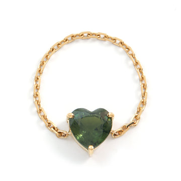 Green Sapphire Heart Supreme Chain Ring