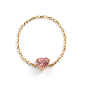 Pink Tourmaline Heart Chain Ring