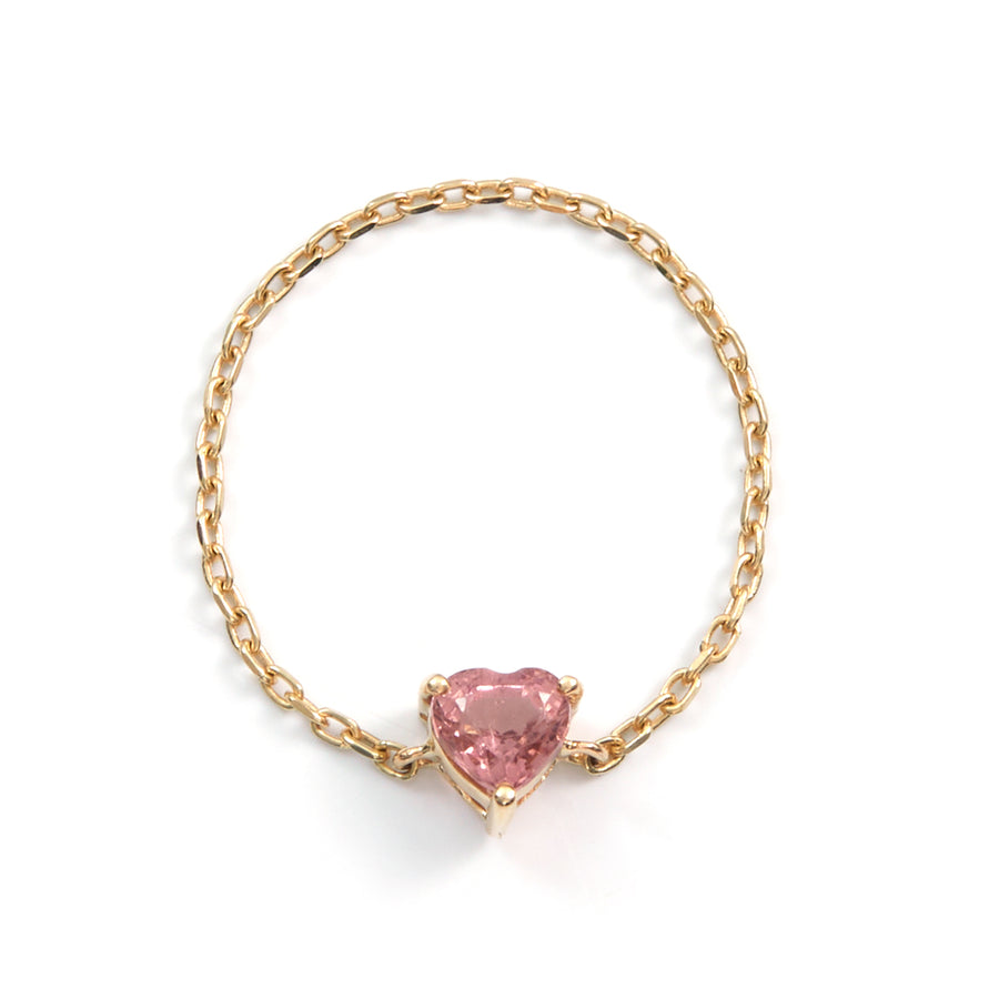 Pink Tourmaline Heart Chain Ring