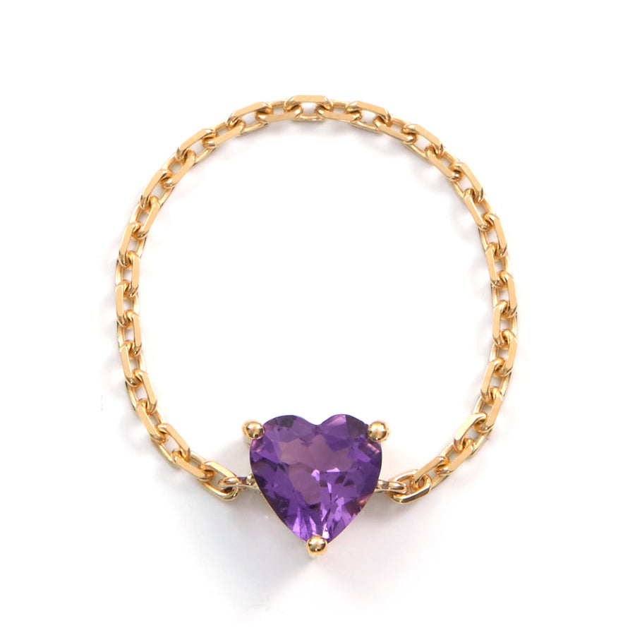 Amethyst Heart Supreme Chain Ring