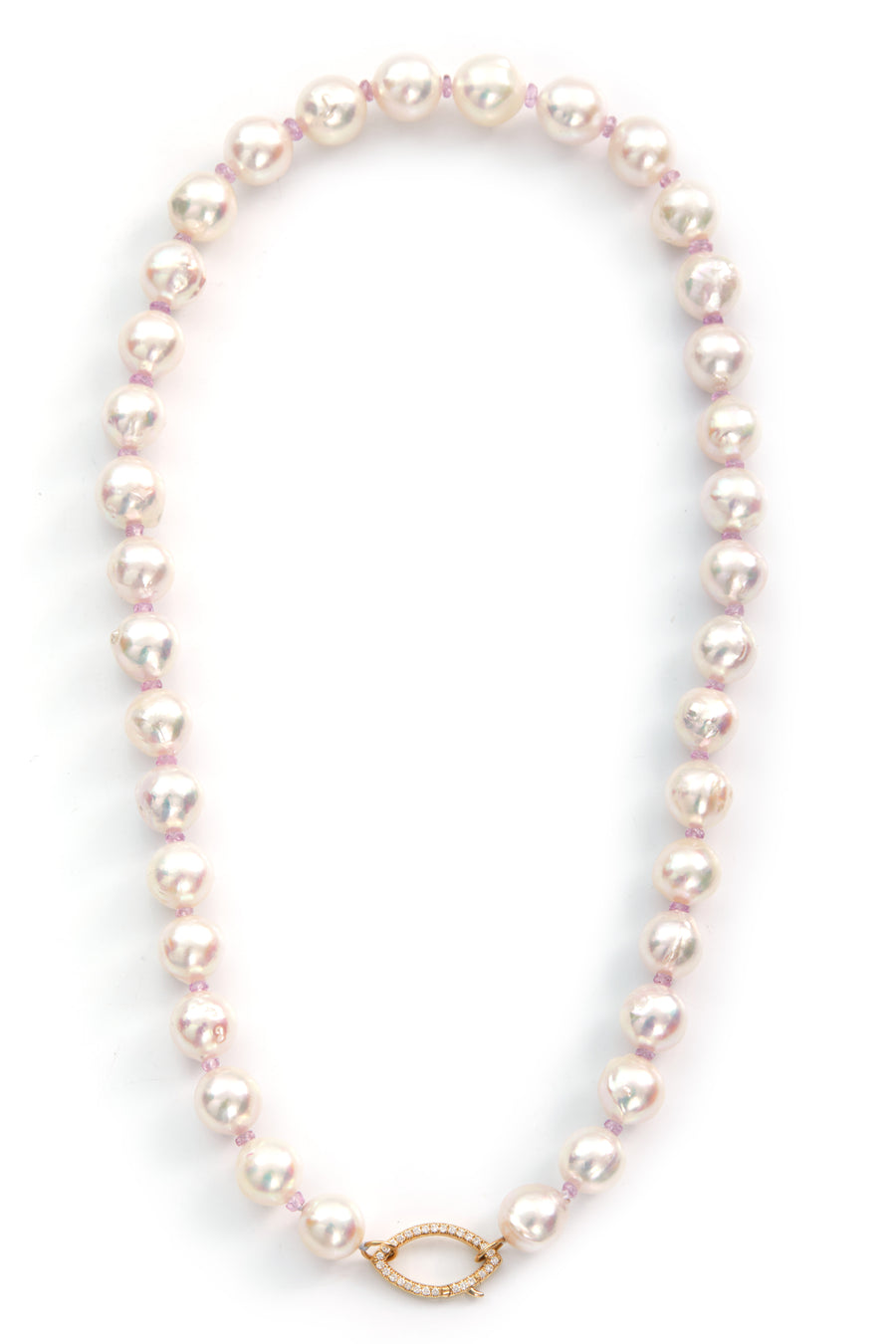 Akoya Pearl & pink sapphire Aphrodite necklace