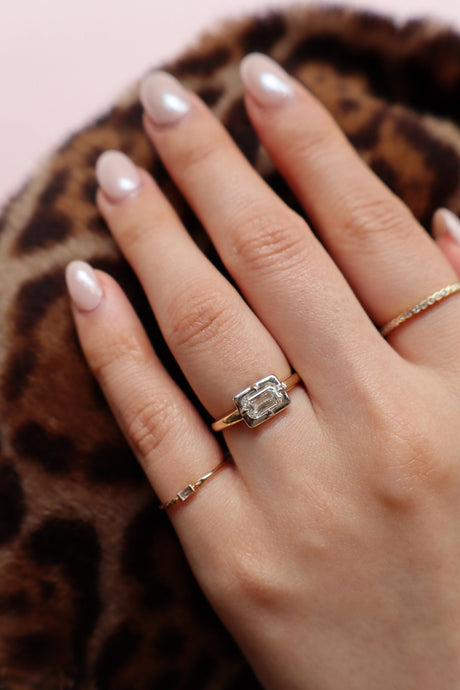 Emerald Cut Diamond Compass Ring