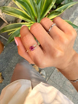 Rubellite Watermelon Tourmaline Petite Circle Diamond Ring