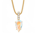 Rainbow Moonstone & Diamond Dewdrop Supreme Pendant Necklace