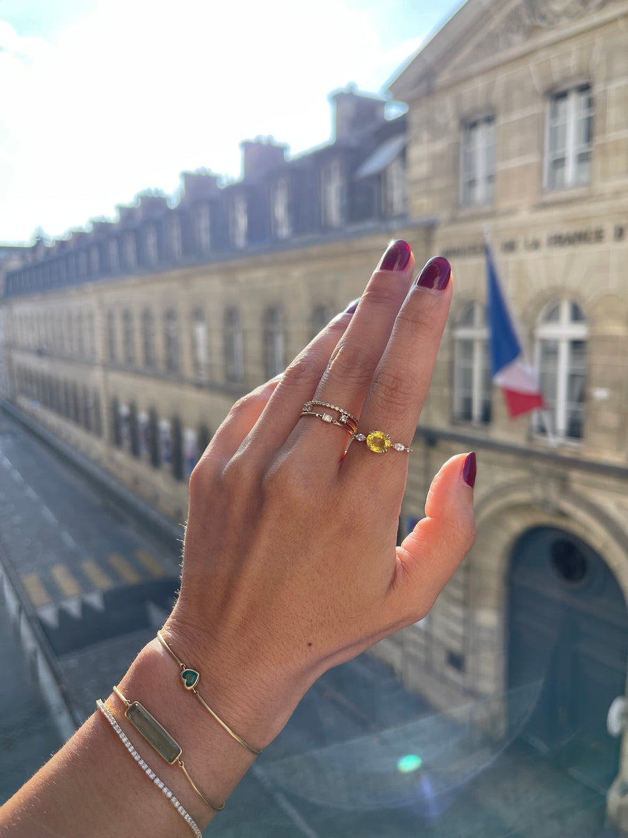 Yellow Sapphire & Diamond Sunbeam Ring