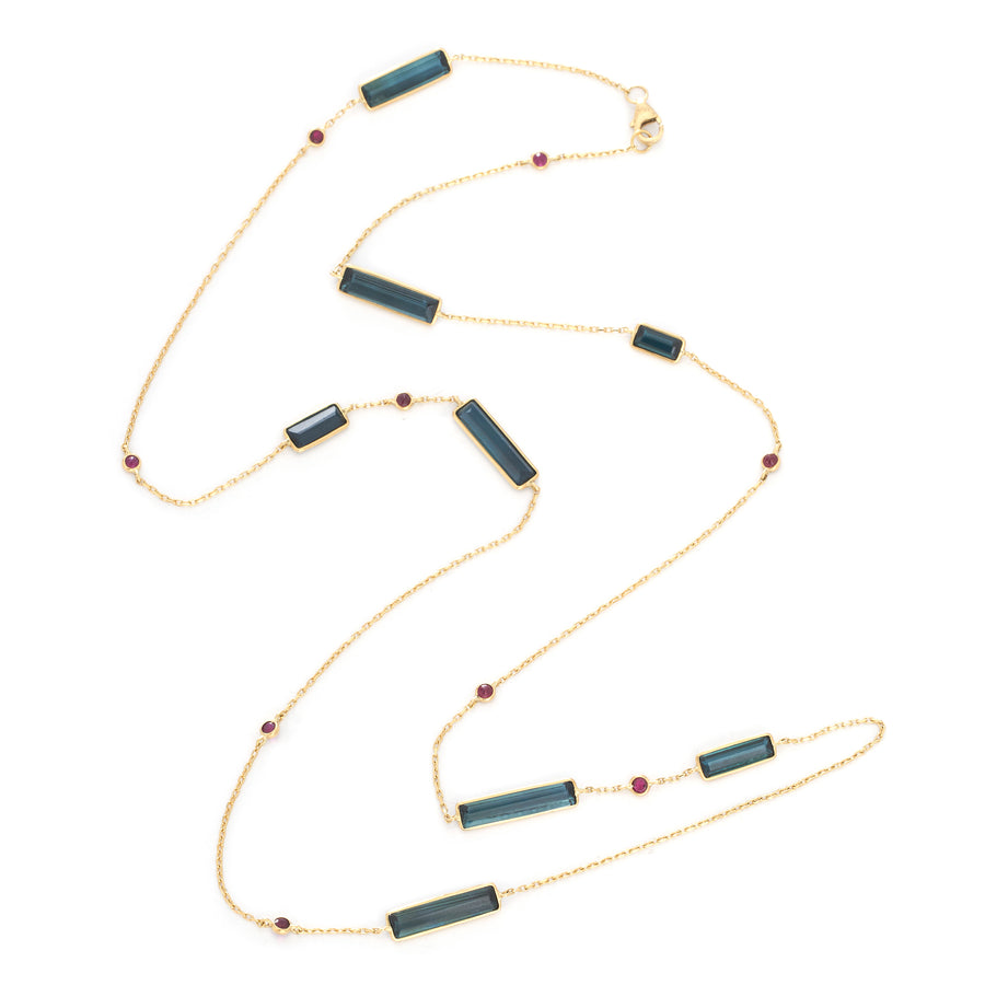 Indicolite & Ruby Candy Necklace