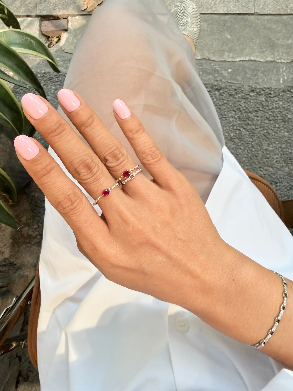 Burmese Ruby Petite Circle Diamond Ring