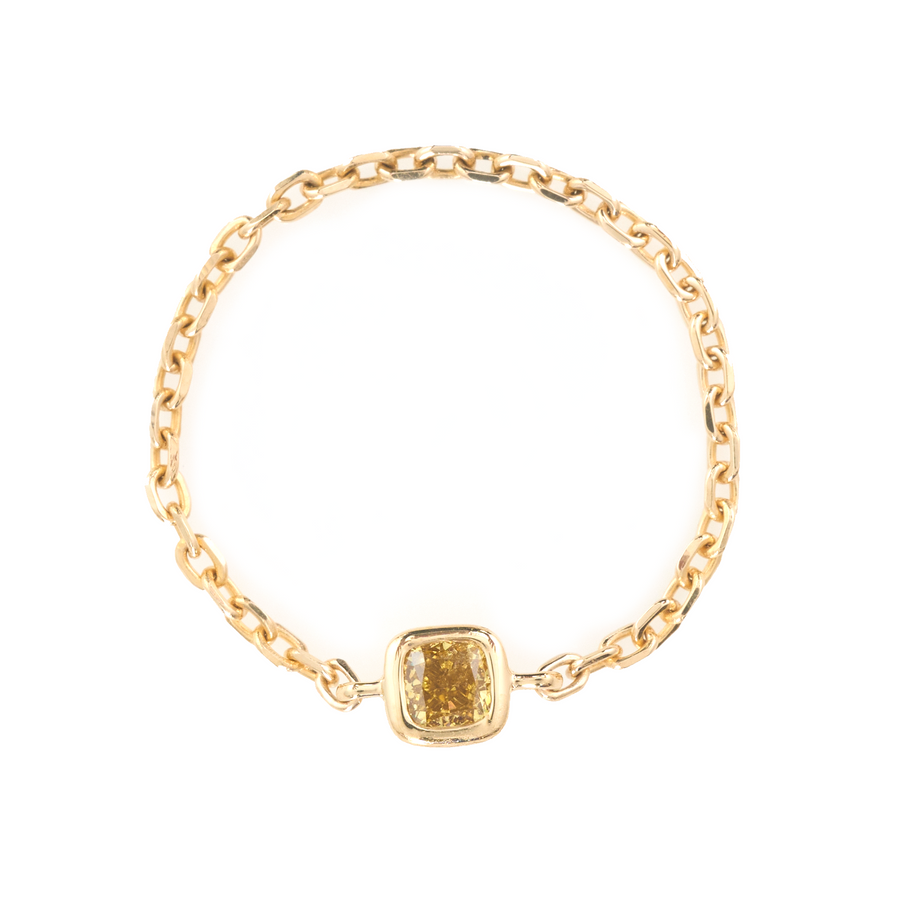 Yellow Diamond Cushion Chain Ring