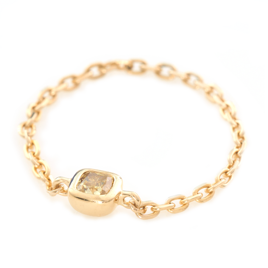 Yellow Diamond Cushion Chain Ring