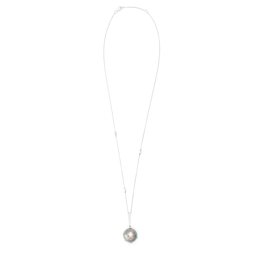 Black Pearl & Diamond constellation Necklace