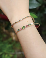 Lagoon Tourmalines & Pink Spinel Compass Bangle