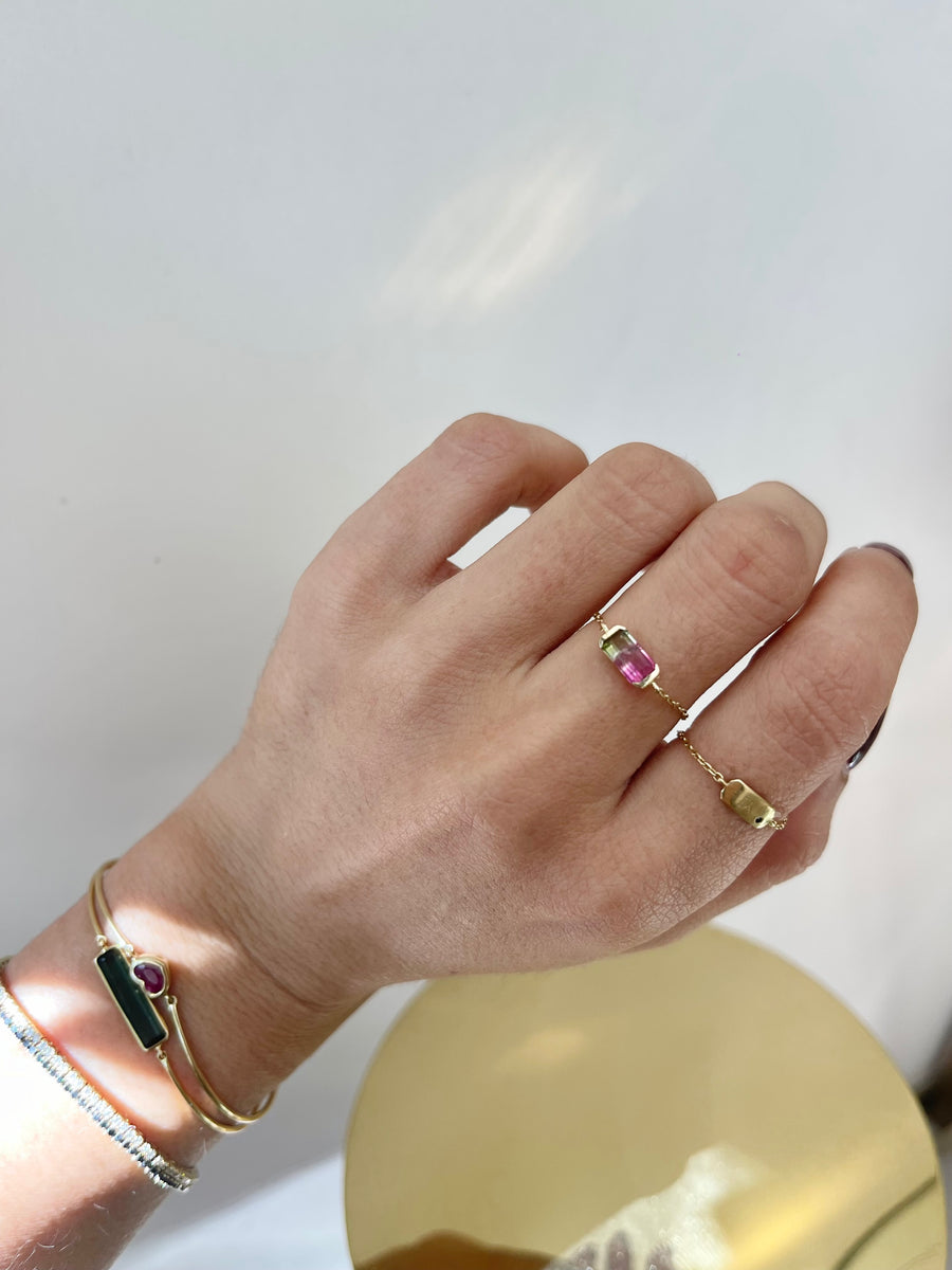 Watermelon Tourmaline Chain Ring