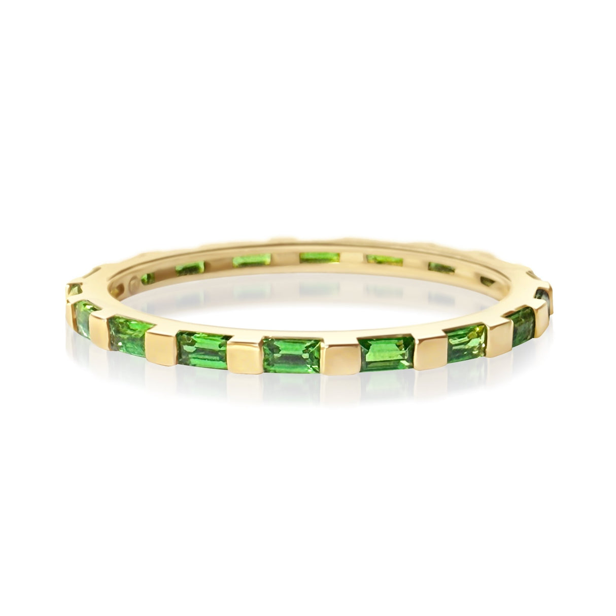 18k gold tsavorite eternity wedding band handmade fine jewelry 