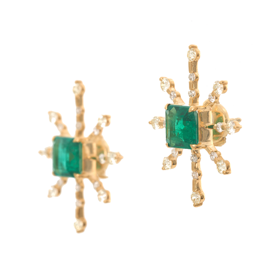 Emerald & Diamond Starburst Earrings