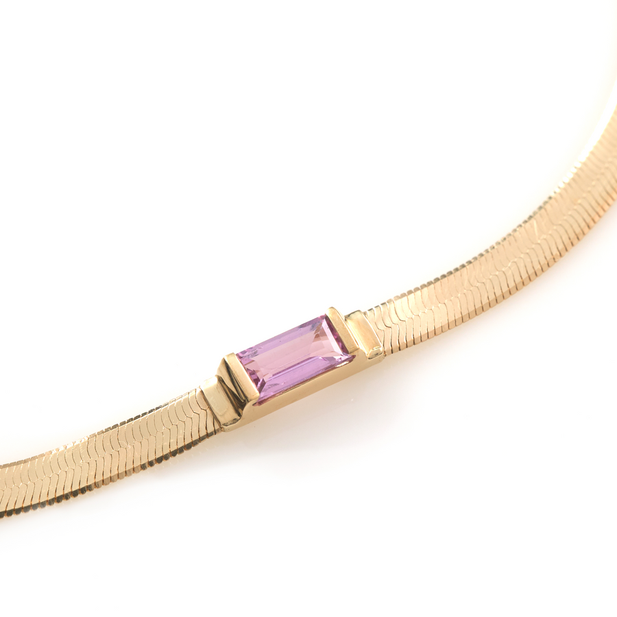 Pink sapphire herringbone bracelet