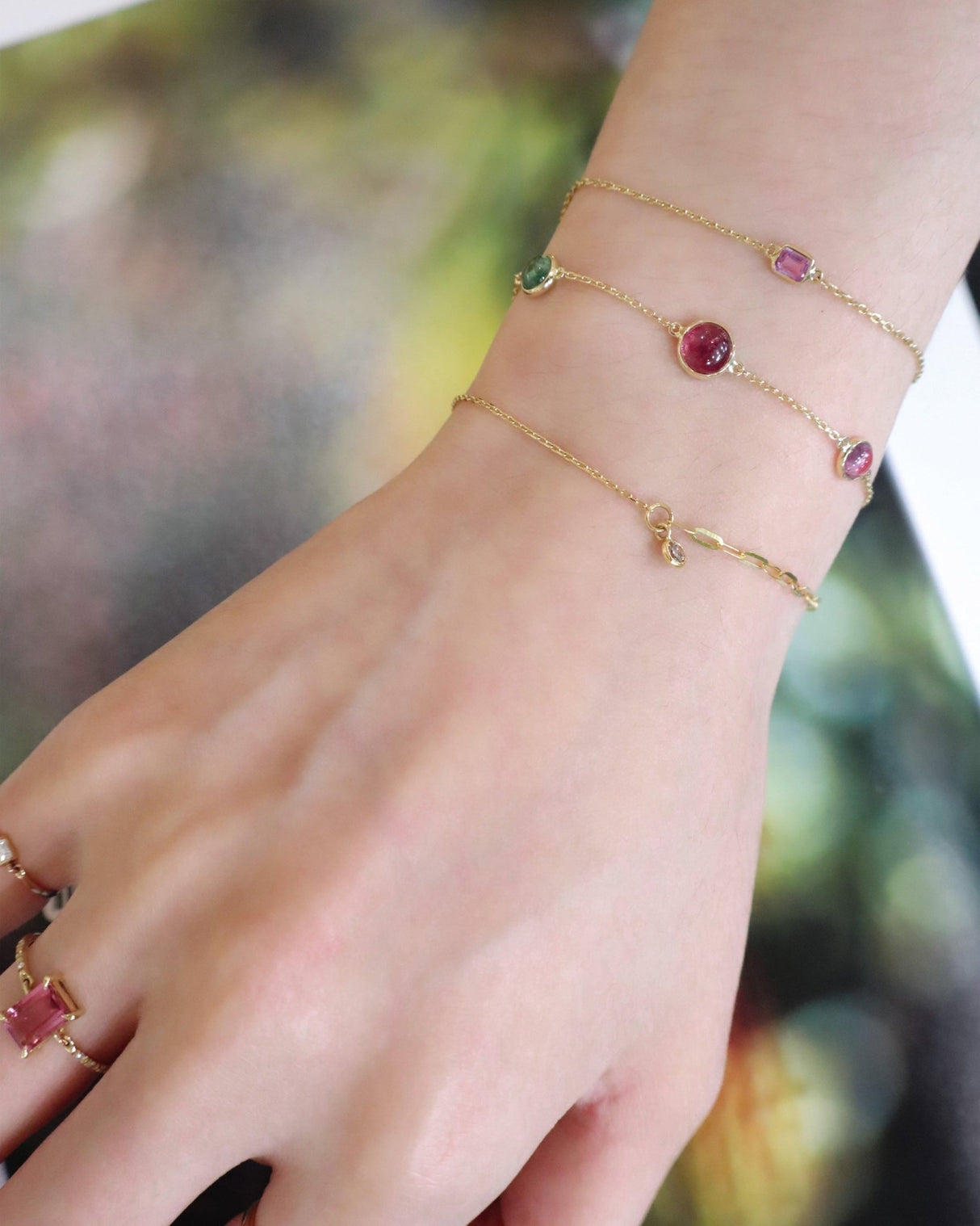 Tourmaline Cabochon Candy Bracelet