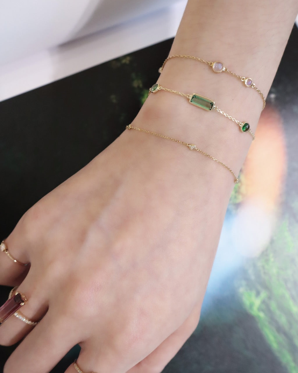 Green & Pink Tourmaline Candy Bracelet