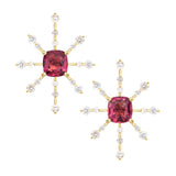 Raspberry Spinel & Diamond Starburst Earrings
