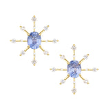 Baby Blue Sapphire & Diamond Starburst Earrings