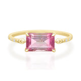Pink Watermelon Tourmaline Petite Circle Diamond Ring