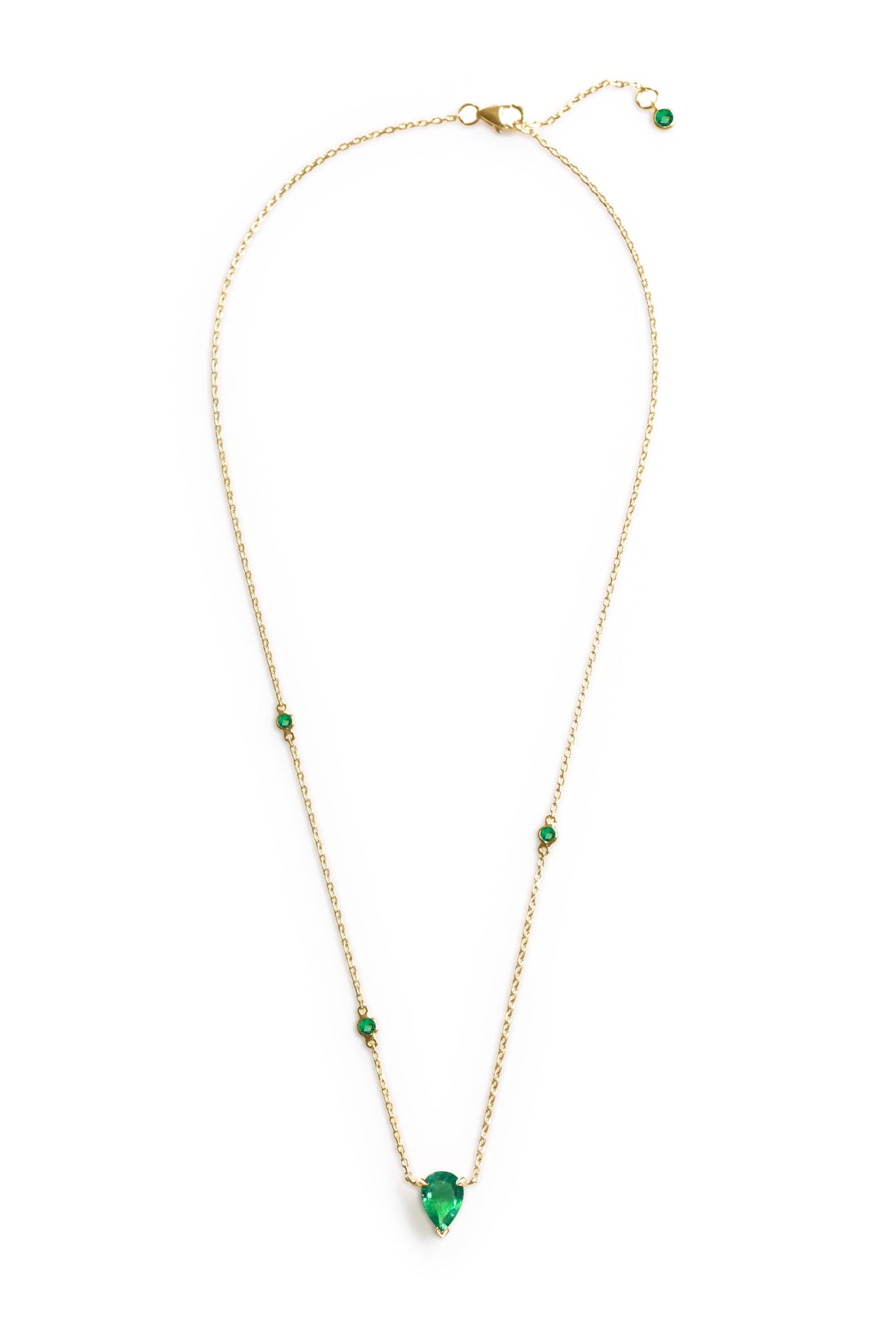 Emerald Pear Dot Necklace