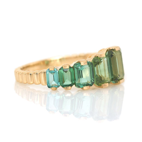 Asscher Green Tourmaline Crescendo Ring