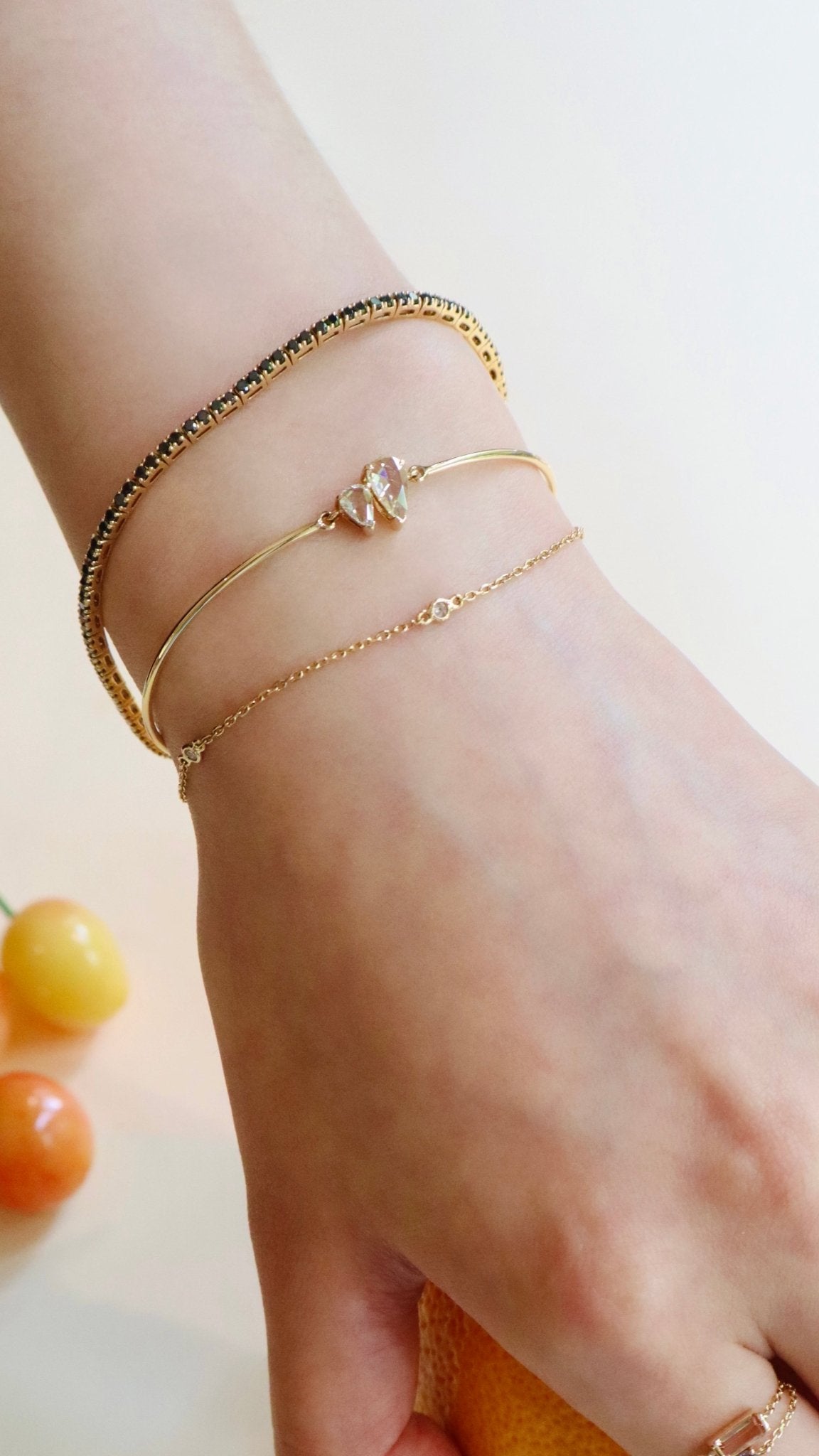 Diamond Double Pear Rose Cut Bangle