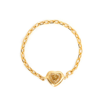 Yellow Diamond Heart Chain Ring