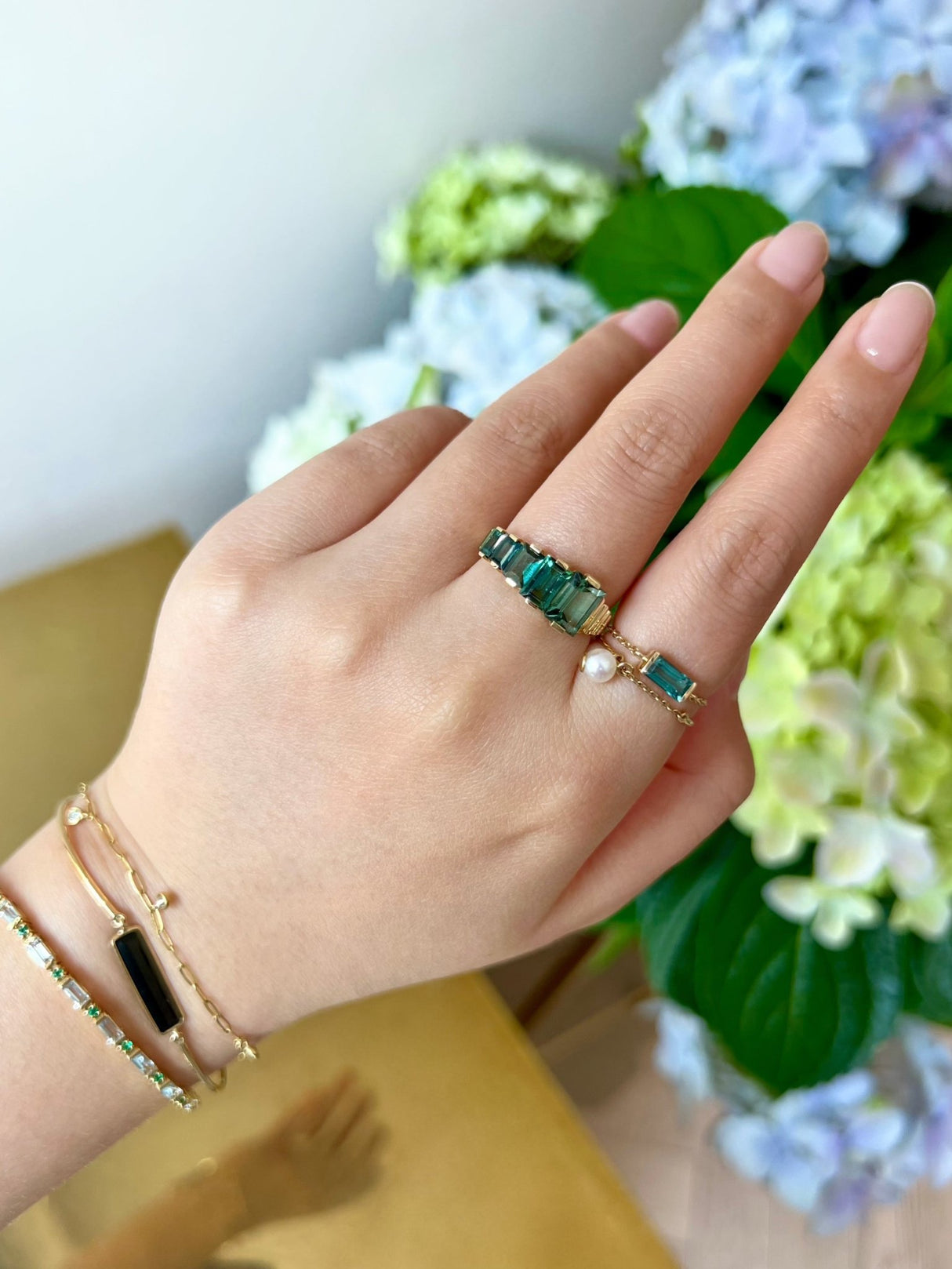 Lagoon Tourmaline Baguette Crescendo Ring