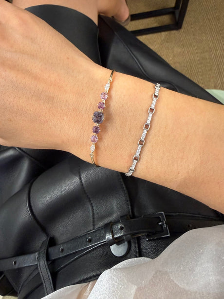 Purple & Pink Spinel Diamond Compass Bangle