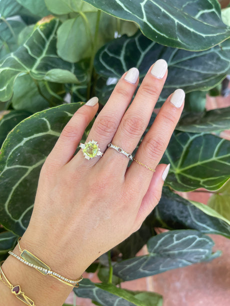 Yellow Chrysoberyl & Diamond Ring