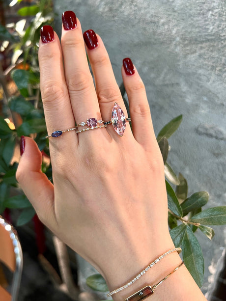 Morganite & Blue Diamond Supreme Charm Ring