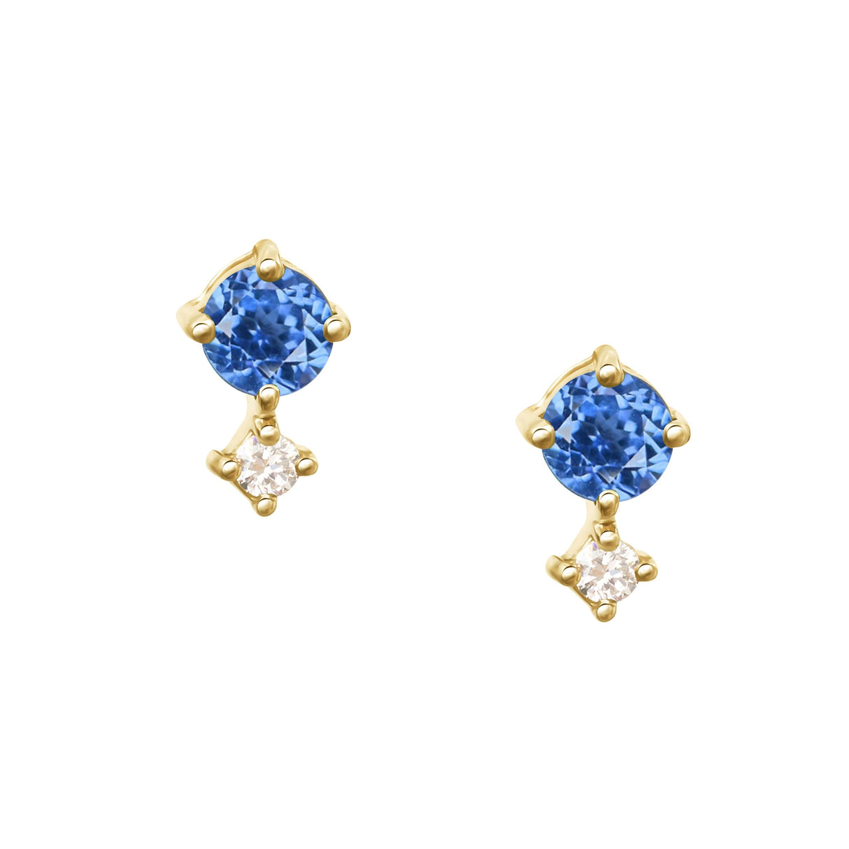 Cornflower Blue Ceylon Sapphire & Diamond Dot Studs