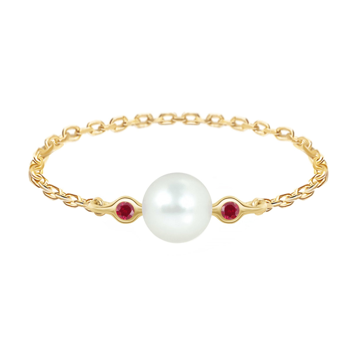 Pearl & Gemstone Chain Ring