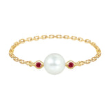 Pearl & Gemstone Chain Ring