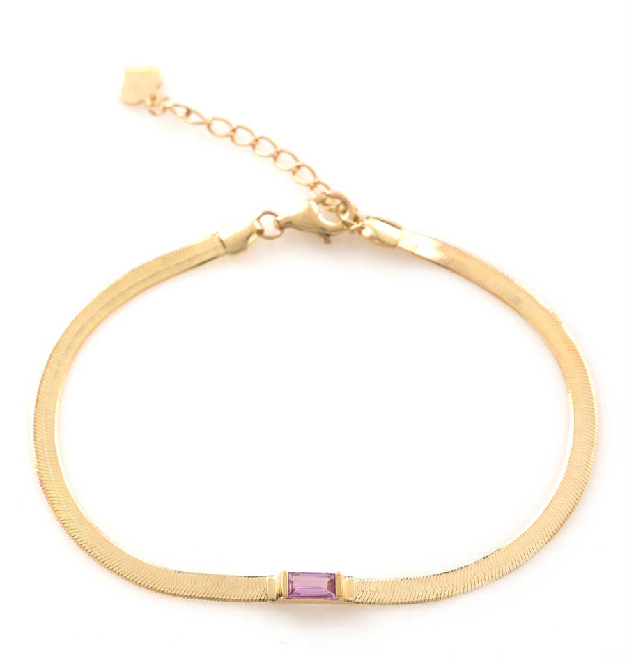 Pink sapphire herringbone bracelet