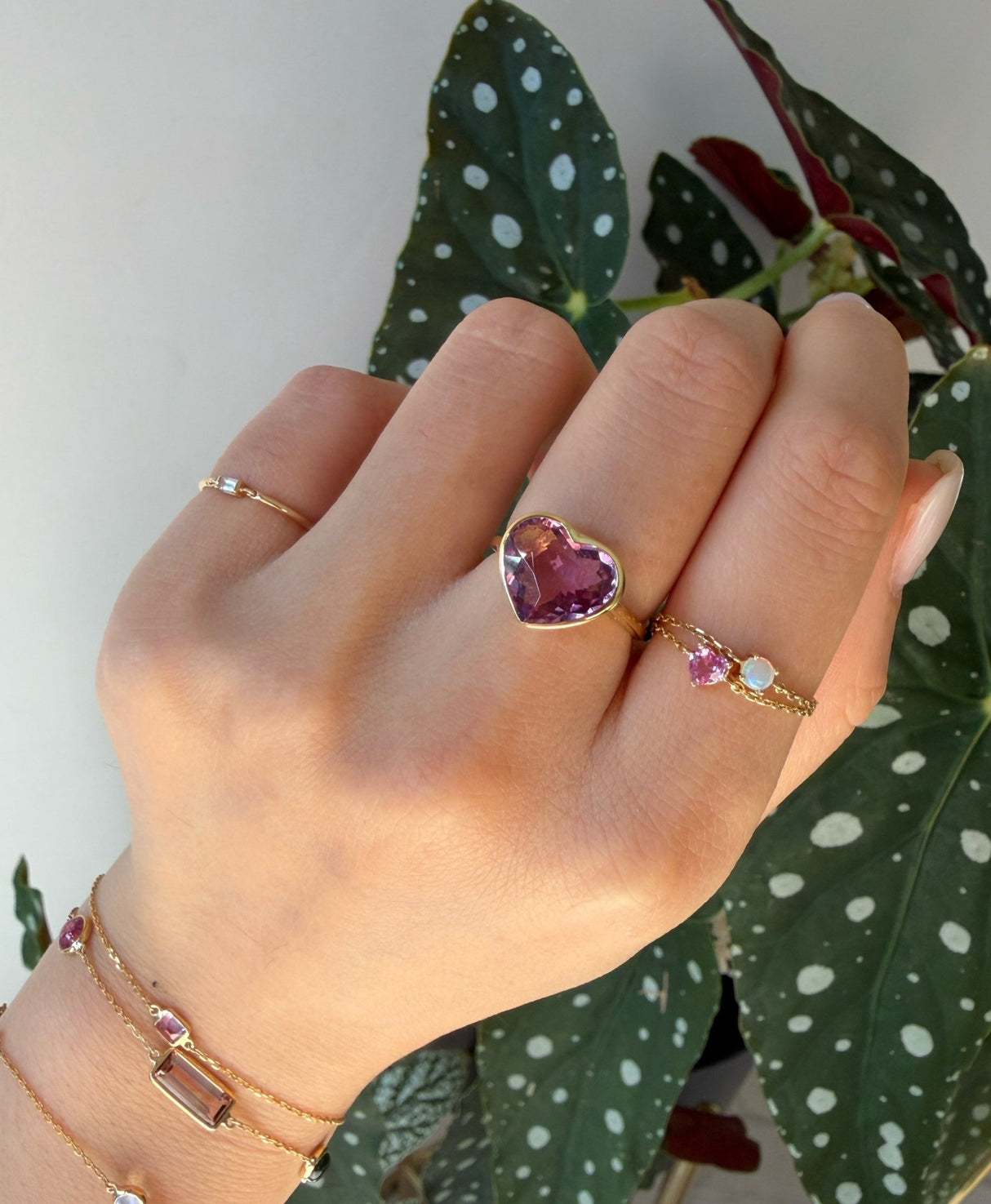 Pink Tourmaline Heart Ring