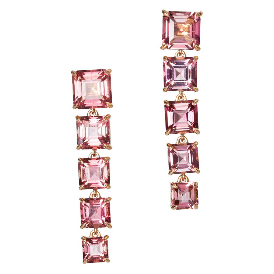 Pink Tourmaline cascade Earrings