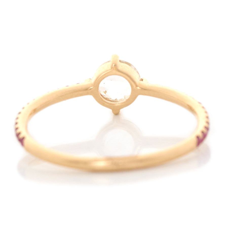 Round Rose Cut Diamond & Ruby Disco Ring