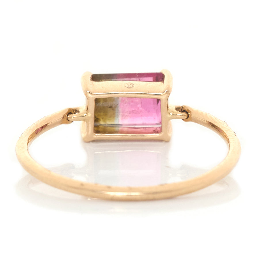 Watermelon tourmaline & Diamond petite ring