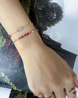 Vivid Red Spinel & Diamond Compass Bangle